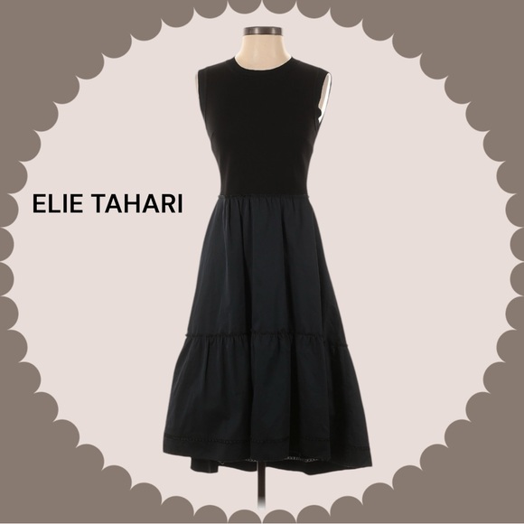 ELIE TAHARI sleeveless cotton Modest work dress 2 - Picture 1 of 6